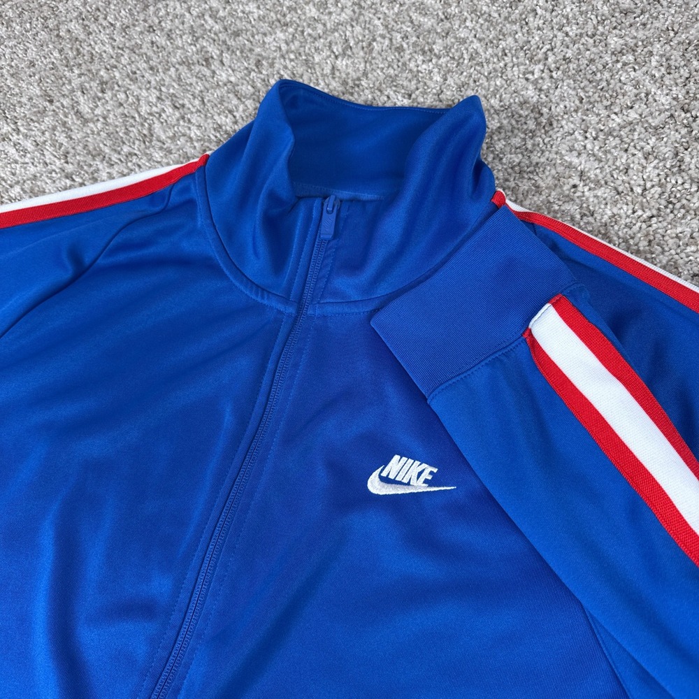 Nike Track Jacket Mens XL Blue Red White Stripe Full Zip AR2244-480 Sporty Retro